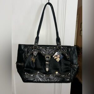 Black Embellished Tote Bag